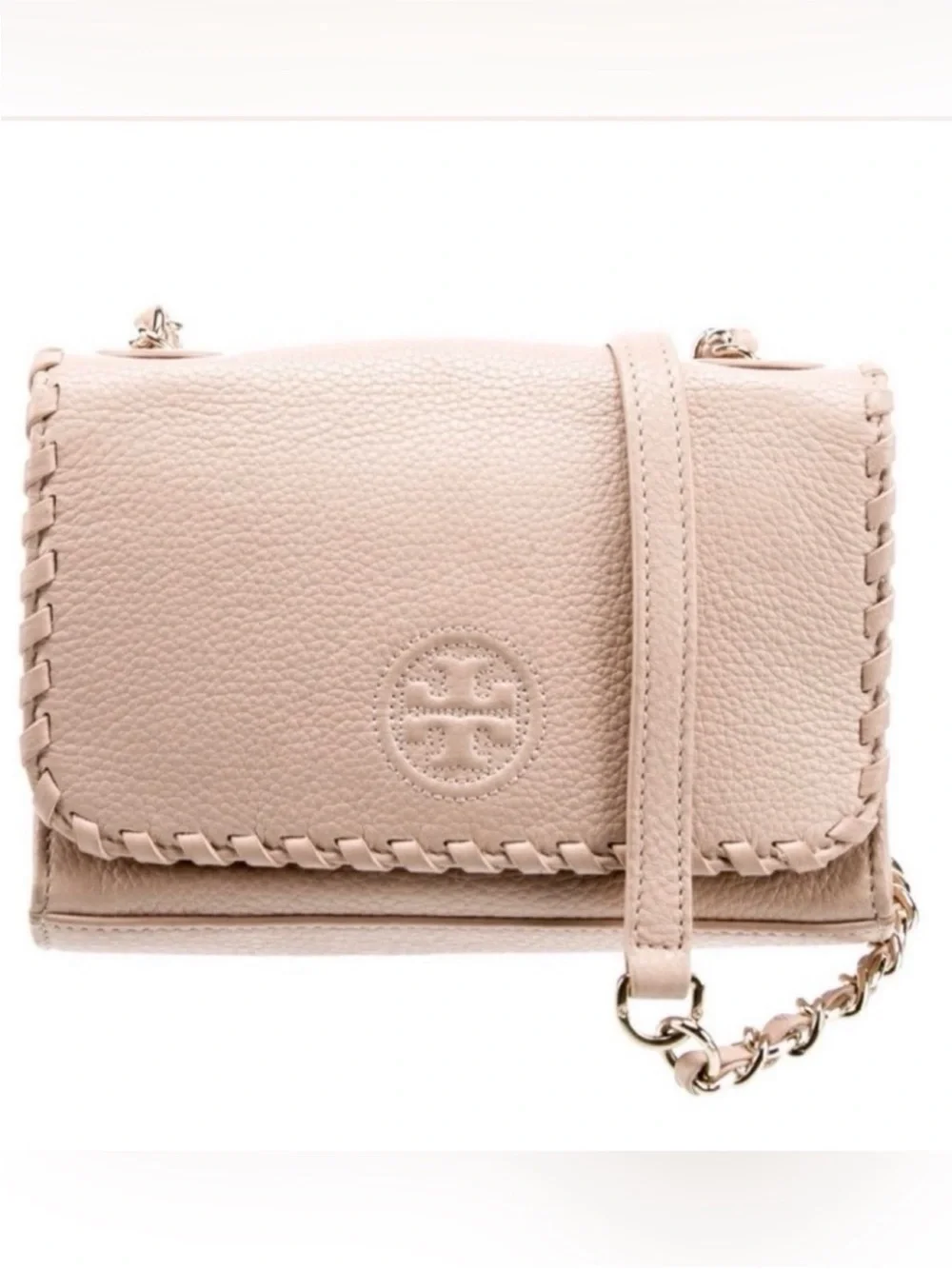Like New ~ Tory Burch Kira Strap Leather Crossbody Bag — Blush Pink